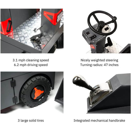 Sanitmax -  SM1250+ Ride-On Floor Sweeper 49" 69,000 Sq Ft/H Lithium Battery Cleaning Machine
