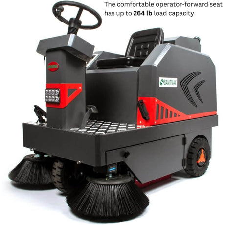 Sanitmax - SM1250 Ride-On Industrial Floor Sweeper 49" 69,000 Sq Ft/H Battery Powered Cleaning Machine