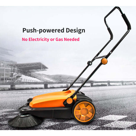 Sanitmax - SM650 Manual Push Floor Sanitmax - Sweeper 27.5" with Triple Brushes for Indoor & Outdoor Cleaning