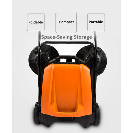 Sanitmax - SM650 Manual Push Floor Sanitmax - Sweeper 27.5" with Triple Brushes for Indoor & Outdoor Cleaning