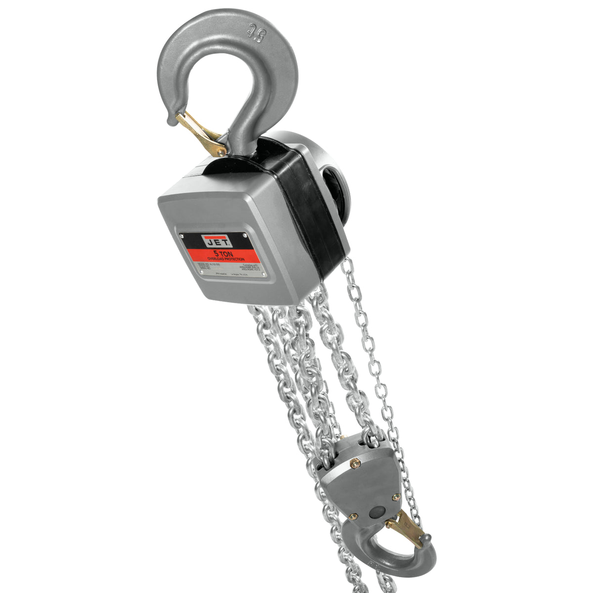 JET AL100-500-10 5-Ton Aluminum Hand Chain Hoist, 10' Lift
