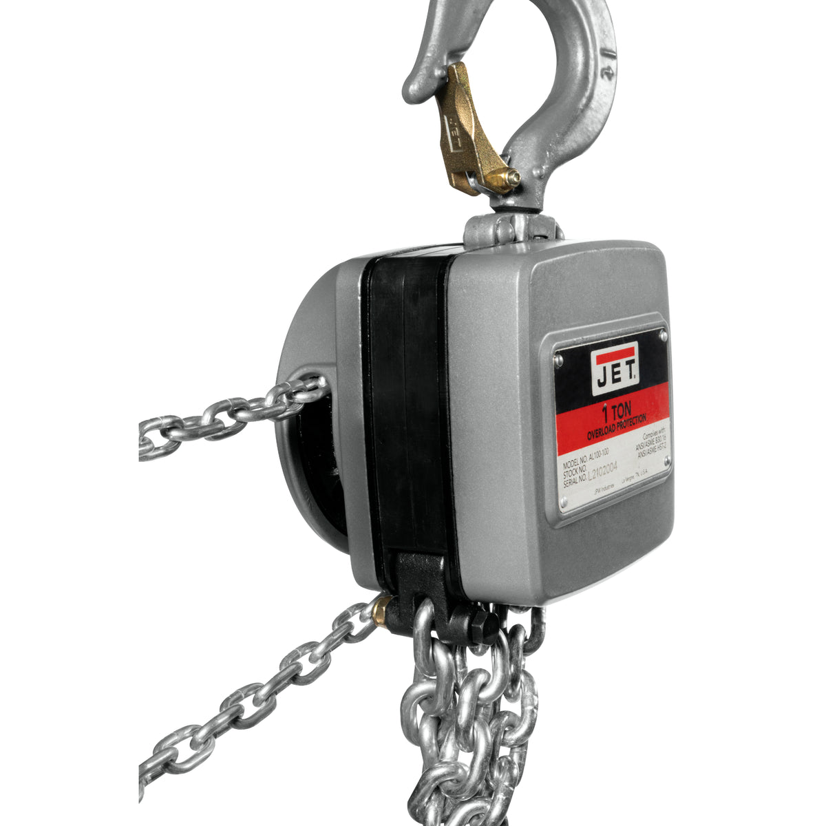 JET AL100-500-10 5-Ton Aluminum Hand Chain Hoist, 10' Lift