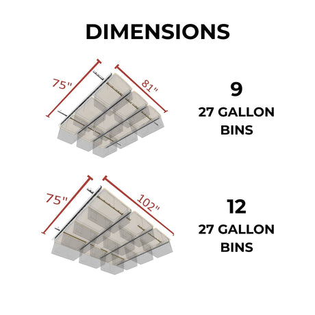E-Z Garage Storage Tote Slide™ Pro — Overhead Ceiling Storage for 9 to 15 Totes