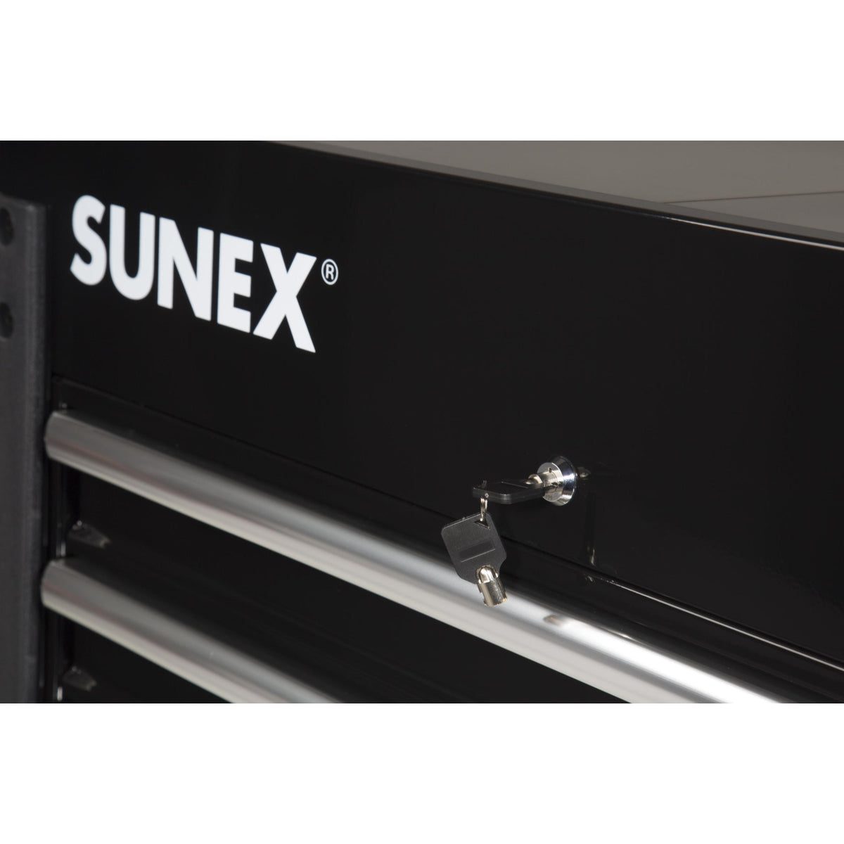 SUNEX 3-Drawer Slide Top Utility Cart with Power Strip, Black, 500 lb Capacity