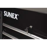 SUNEX 3-Drawer Slide Top Utility Cart with Power Strip, Black, 500 lb Capacity
