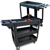 Sunmax SC2500/SC3500 Heavy Duty Rolling Utility Service Cart, HDPE Shelves, 5" Caster Wheels