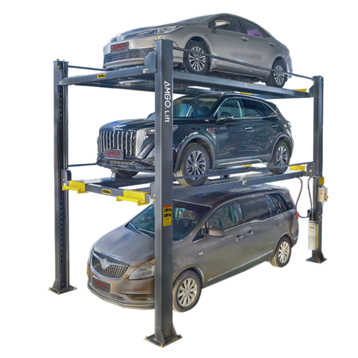 AMGO 4097X 9,000 lb 4-Post Triple Parking Lift Stack