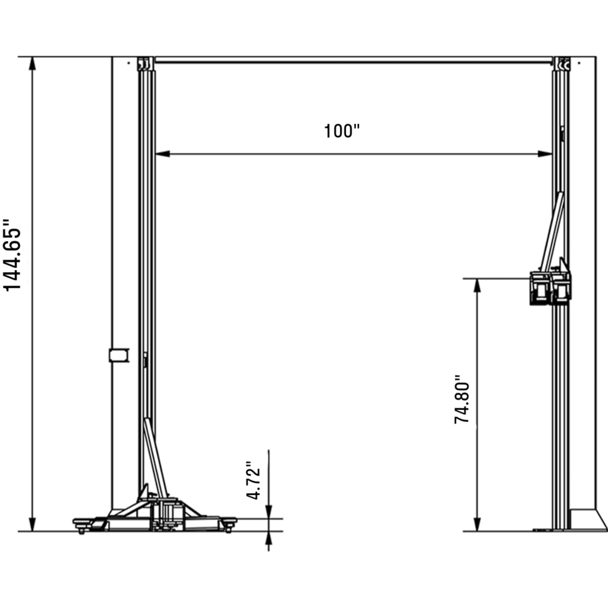Fortisky FL-120AX Asymmetrical 2-Post Car Lift — 12,000 lb, Single-Point Lock Release