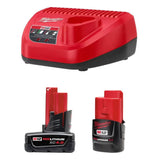 Milwaukee M12 REDLITHIUM CP 2.0Ah & XC 4.0Ah Battery and Charger Starter Kit