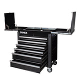 SUNEX 6-Drawer Slide Top Service Cart with Power Strip, Black, 650 lb Capacity