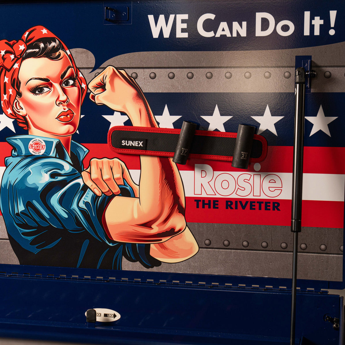 SUNEX Rosie the Riveter 39" 6-Drawer Premium Service Cart, 600 lb Capacity