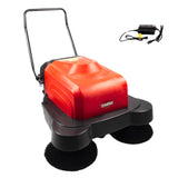 Sanitmax SM1050 41.3" Battery Powered Walk-Behind Floor Sweeper with Water Sprinklers, Triple Brushes