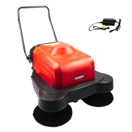 SM1050 41.3" Battery Powered Walk-behind Floor Sweeper with Water Sprinklers, Triple Brushes