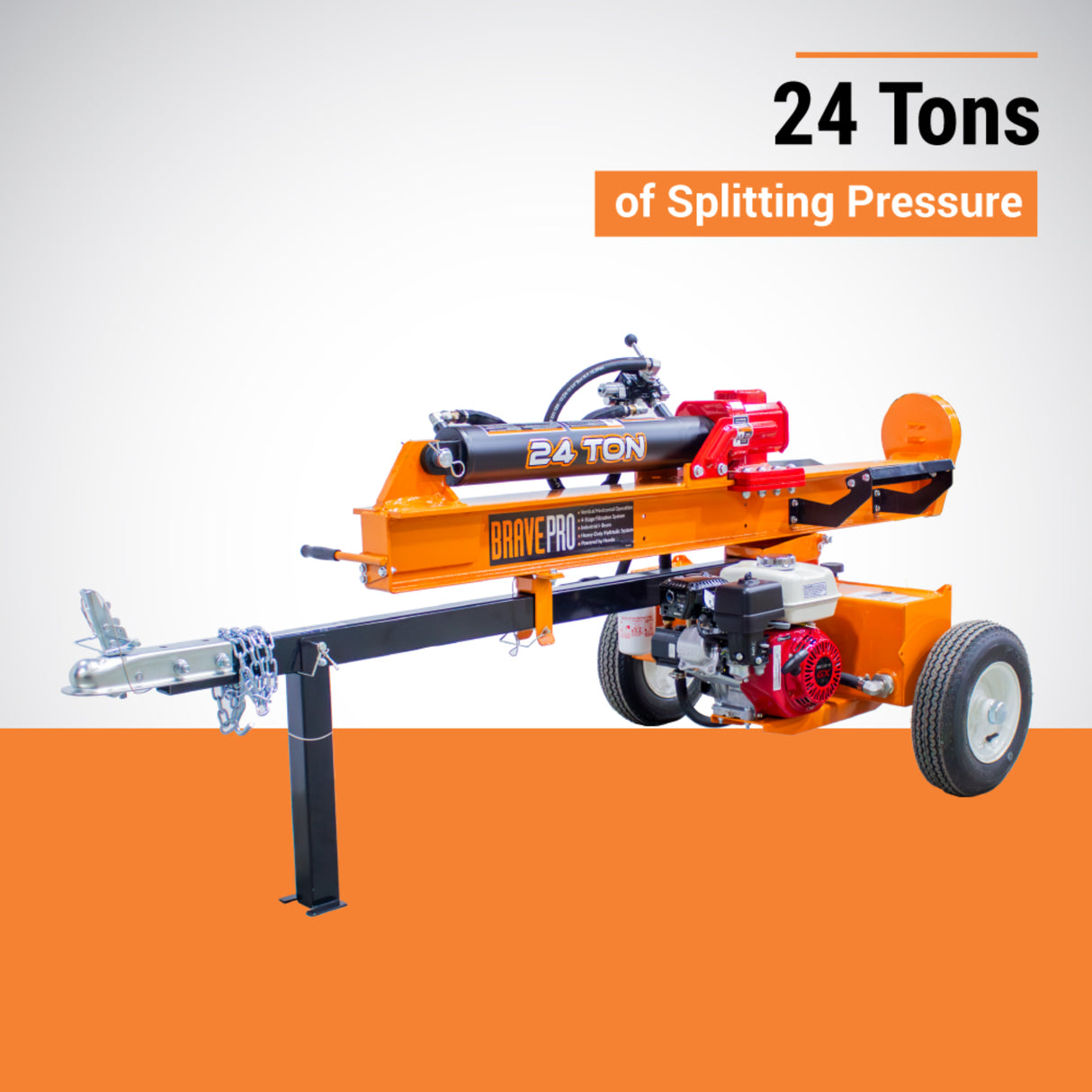 Brave Pro 24-Ton Log Splitter Honda GX160 Gas-Powered
