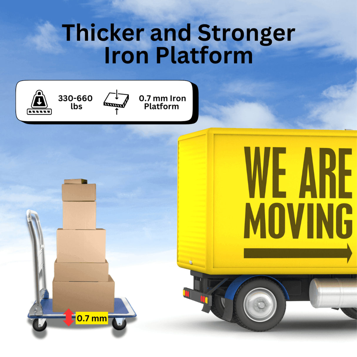 Sunmax PH150/PH300 Platform Hand Truck, 330-660 lbs Capacity