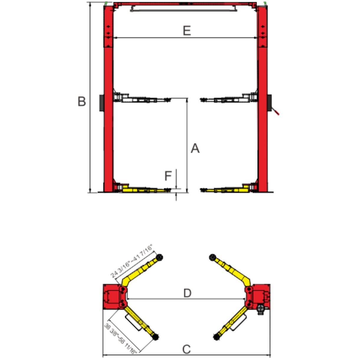 AMGO OHX-10H Clear Floor Two Post Lift 10,000 lb Car Hoist