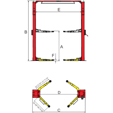 AMGO OHX-10H Clear Floor Two Post Lift 10,000 lb Car Hoist