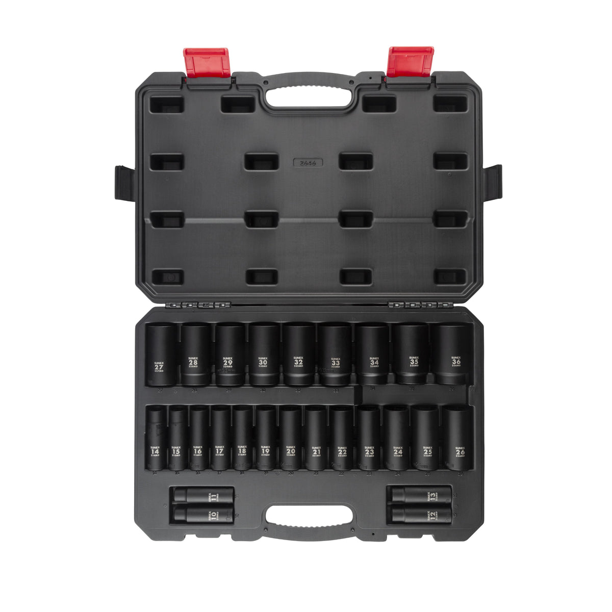 SUNEX 1/2" Drive Metric 6-Point Deep Impact Socket Set, 26-Piece