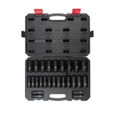 SUNEX 1/2" Drive Metric 6-Point Deep Impact Socket Set, 26-Piece