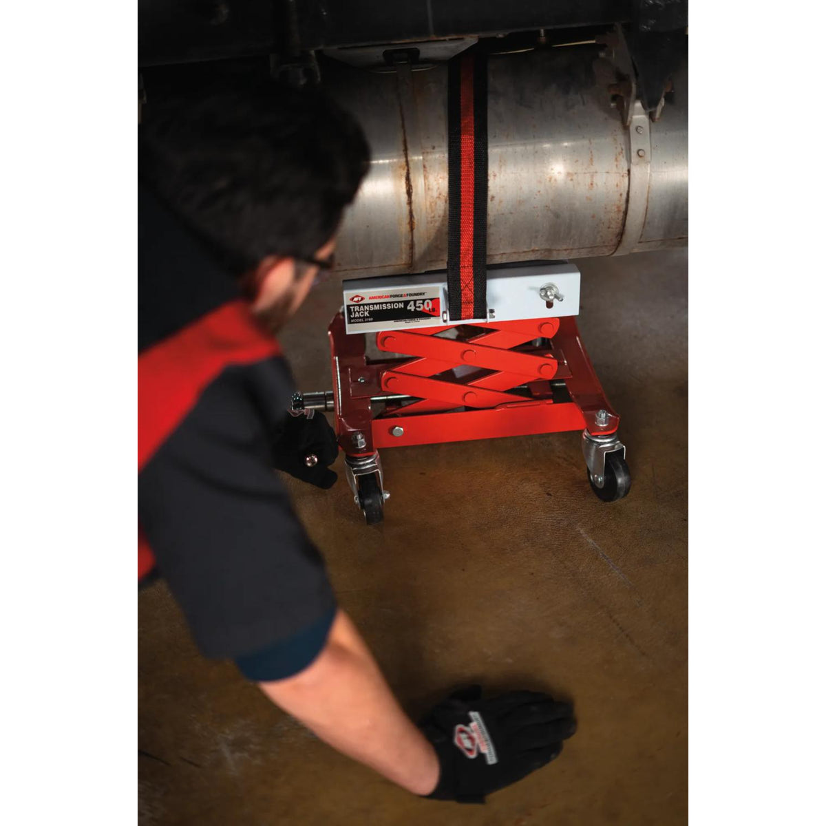 AFF 450-lb Light-Duty Transmission Jack with Adjustable Saddle & Safety Strap