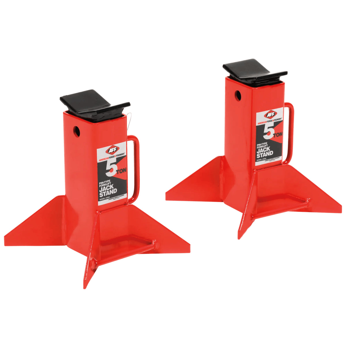 AFF 5-Ton Pin-Style Safety Stands, Pair with V-Shaped Saddles