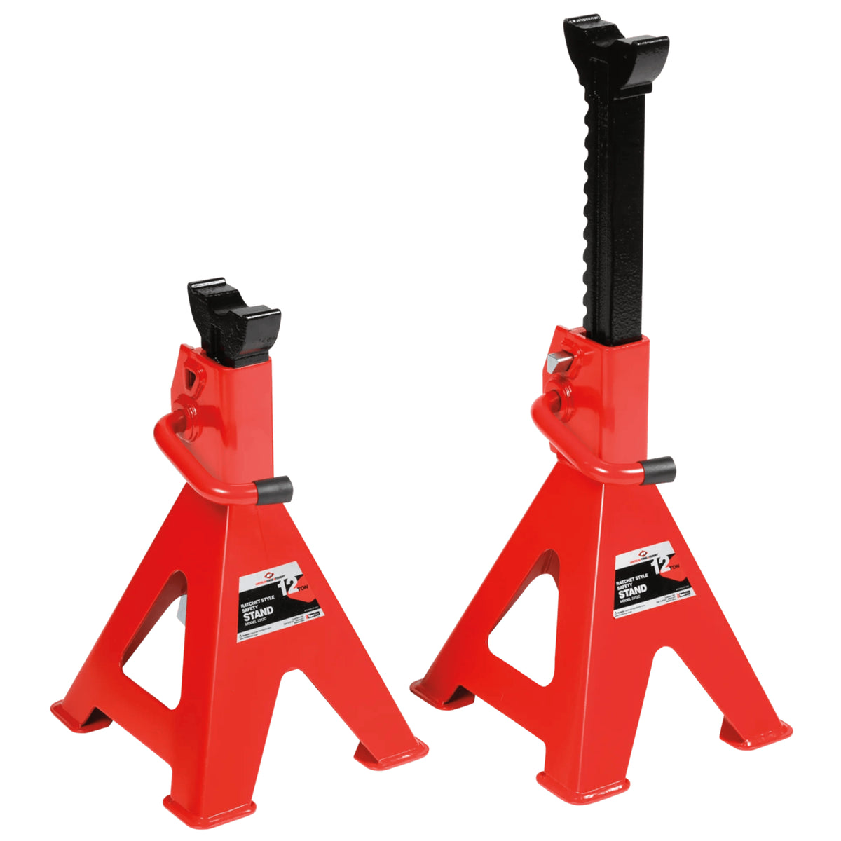AFF 12-Ton Double-Locking Ratcheting Jack Stand Set, Pair with Locking Pins