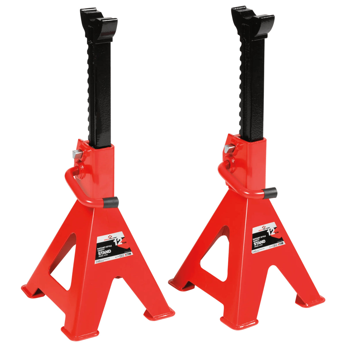 AFF 12-Ton Double-Locking Ratcheting Jack Stand Set, Pair with Locking Pins