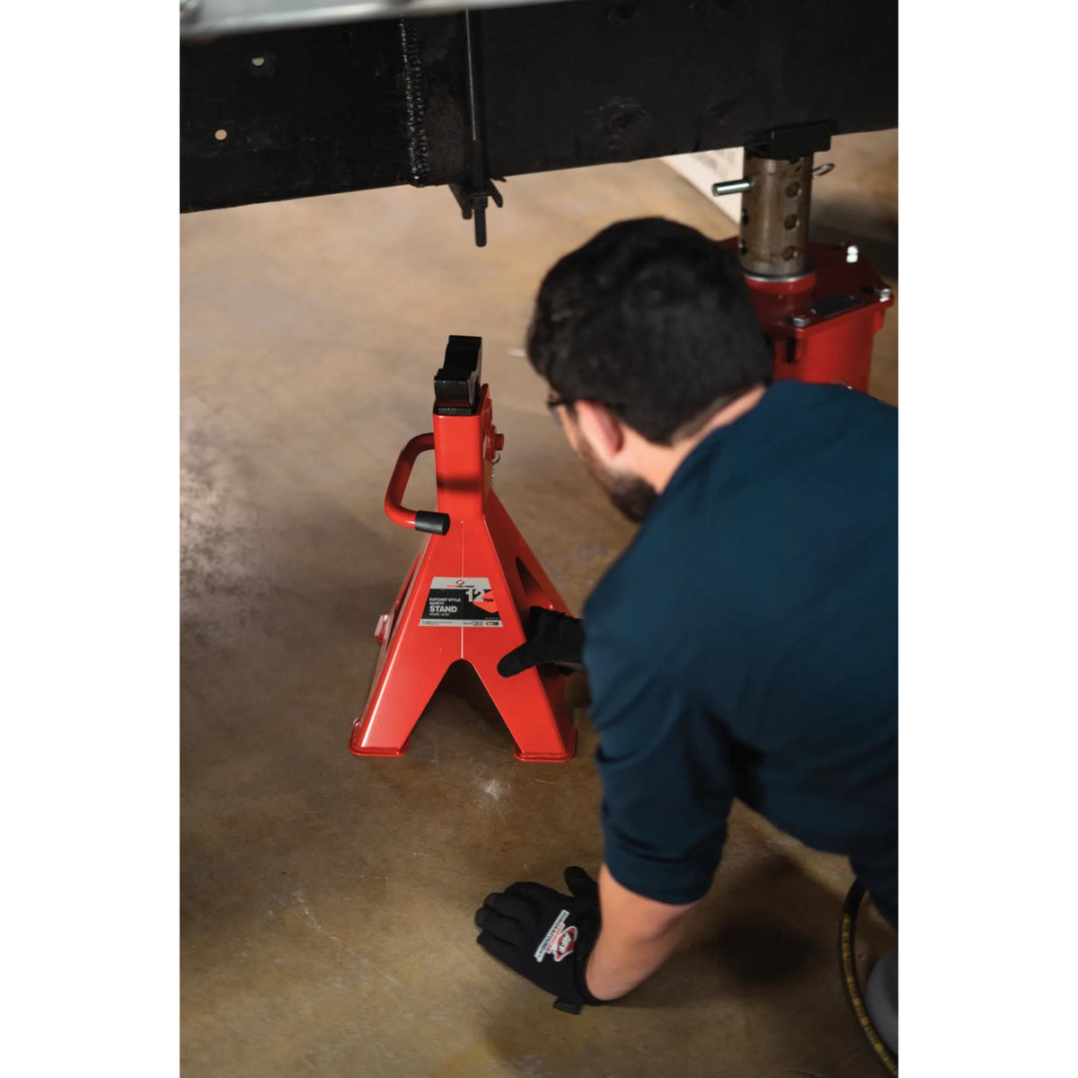 AFF 12-Ton Double-Locking Ratcheting Jack Stand Set, Pair with Locking Pins