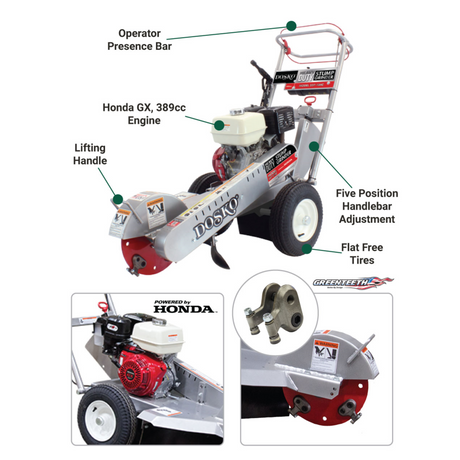 Dosko 337-13HC Stump Grinder with Honda GX390 Engine Gas 13 HP