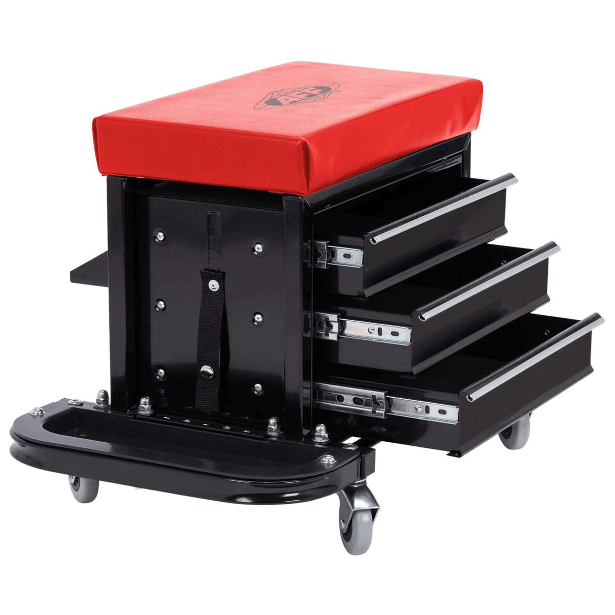 AFF 3-Drawer Rolling Tool Box Seat, 350-lb Capacity with Padded Vinyl Top