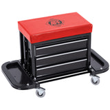 AFF 3-Drawer Rolling Tool Box Seat, 350-lb Capacity with Padded Vinyl Top