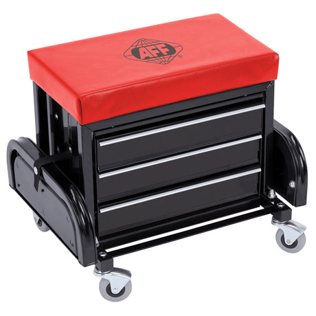 AFF 3-Drawer Rolling Tool Box Seat, 350-lb Capacity with Padded Vinyl Top