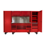 Homak 120" RS PRO CTS 24-Drawer Roller Cabinet & Side Locker Combo — Stainless Top, Solid Backsplash