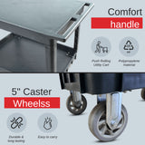 Sunmax SC2500DP Heavy-Duty Utility Cart with Flat Top Shelf – 2-Tier Rolling Service Cart