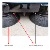 Sanitmax SM1050 41.3" Battery Powered Walk-Behind Floor Sweeper with Water Sprinklers, Triple Brushes