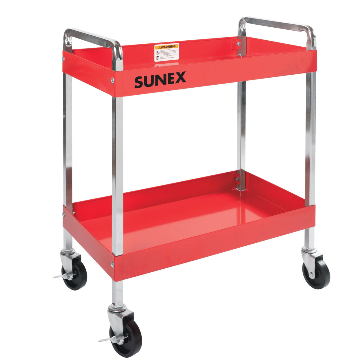 SUNEX Multipurpose Service Cart, 16-Gauge Steel, 2 Shelves, 350 lb Capacity