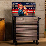 SUNEX Rosie the Riveter 39" 6-Drawer Premium Service Cart, 600 lb Capacity