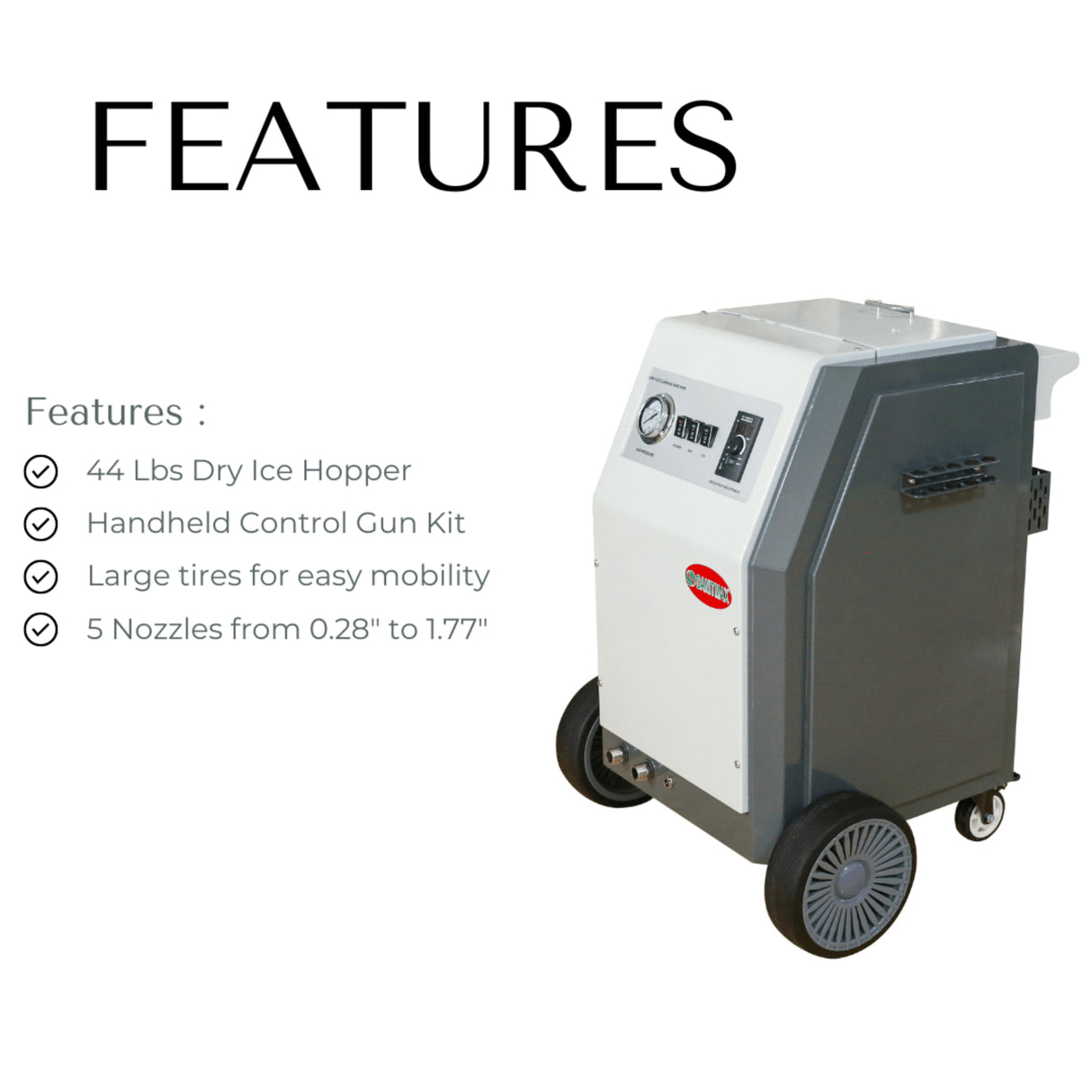 Sanitmax SM2000 Dry Ice Blasting Machine, 44 lbs Dry Ice Hopper