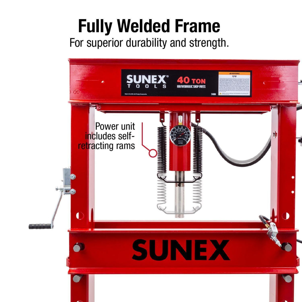 SUNEX 5740AH 40-Ton Air/Hydraulic Shop Press