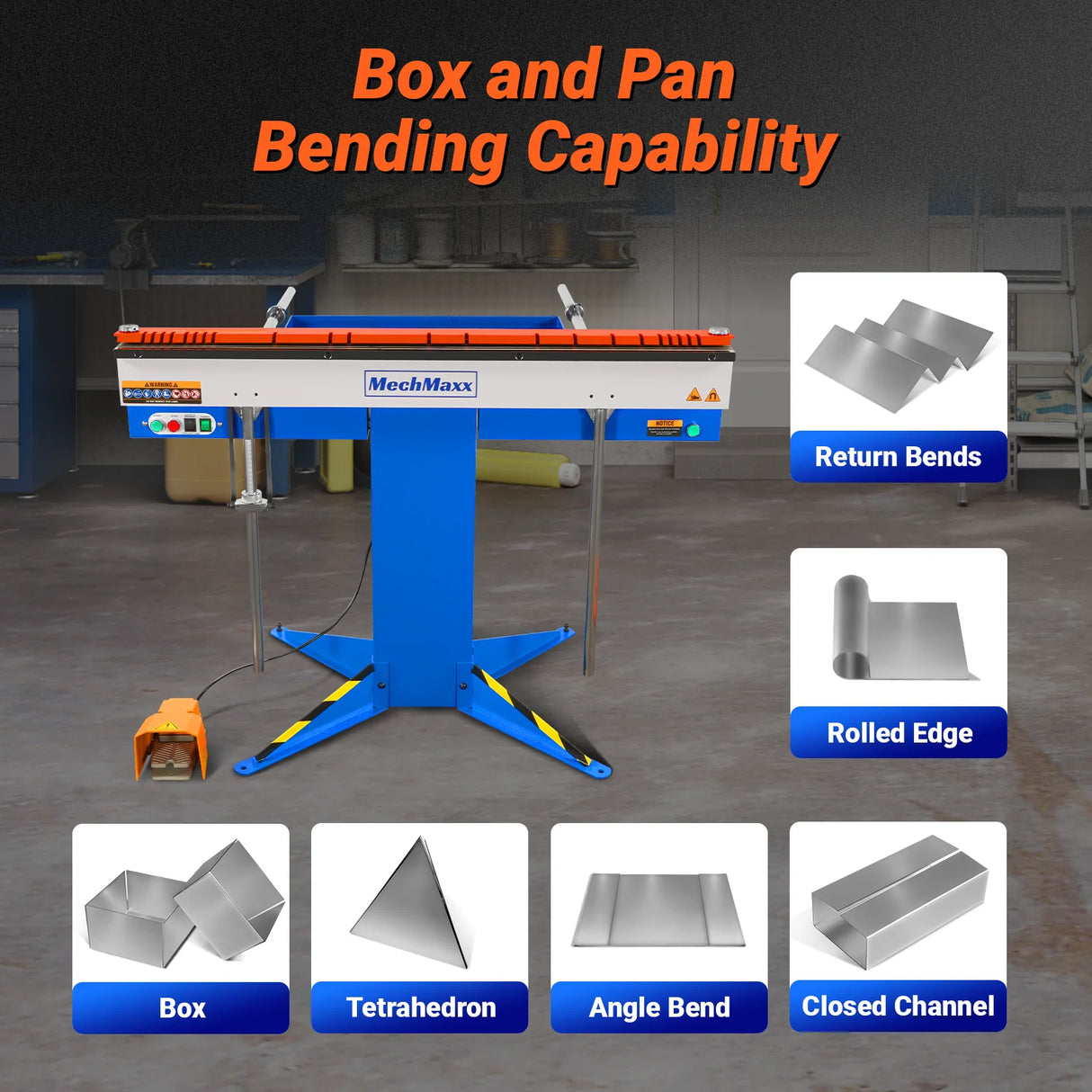 MechMaxx 48" Industrial Magnetic Pan & Box Brake, 16 Gauge Mild Steel