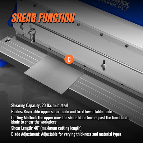 MechMaxx 40" 3-in-1 Brake, Shear & Slip Roll, 20 Gauge Mild Steel