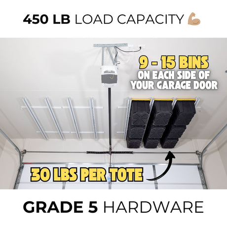 E-Z Garage Storage Tote Slide™ Pro — Overhead Ceiling Storage for 9 to 15 Totes