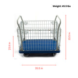 Sunmax PH300PL 660 lbs Capacity Warehouse Cart with Steel Fence, 5” Casters