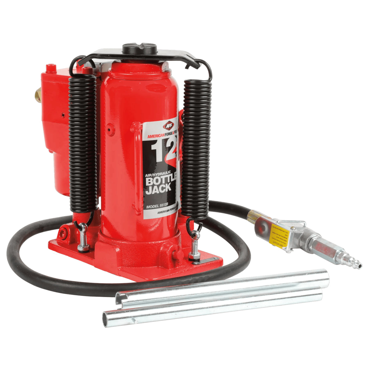 AFF 12-Ton Air-Assist Bottle Jack with Machine-Hardened Steel Saddle