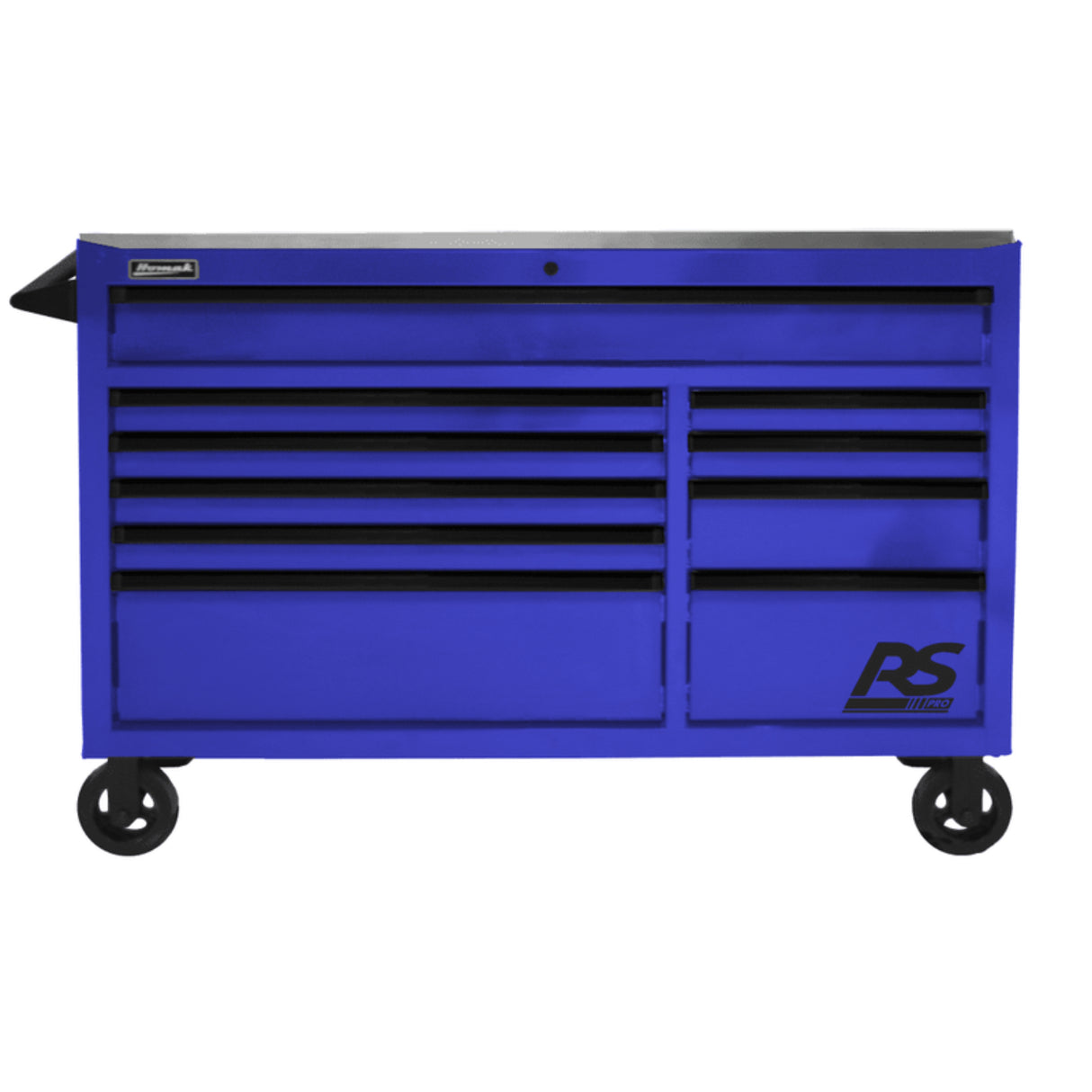 Homak RS Pro 54" Rolling Cabinet — 10 Drawer, Stainless Steel Top