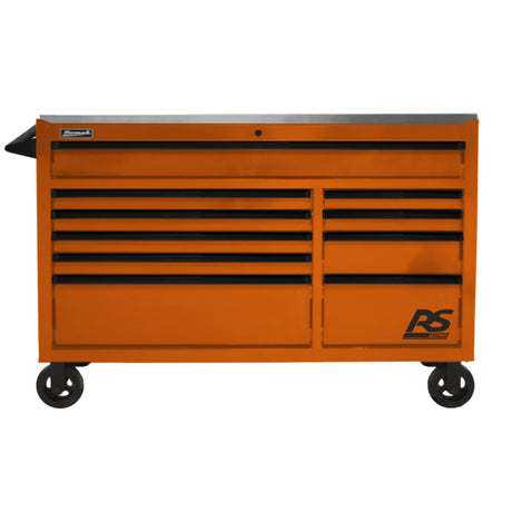 Homak RS Pro 54" Rolling Cabinet — 10 Drawer, Stainless Steel Top
