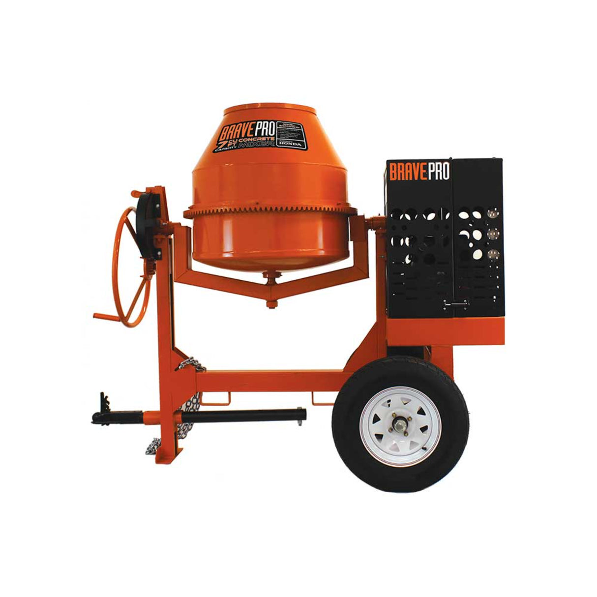 Brave Pro 7 Cu Ft Concrete Mixer Honda GX270 Gas Steel Drum