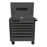 SUNEX 39" 6-Drawer Premium Service Cart, Gray, 600 lb Capacity