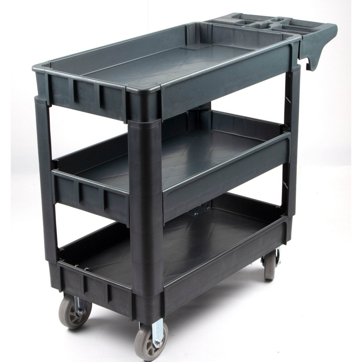Sunmax SC2500/SC3500 Heavy Duty Rolling Utility Service Cart, HDPE Shelves, 5" Caster Wheels