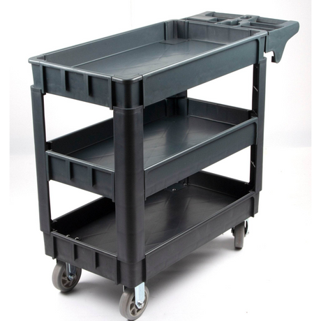 Sunmax SC2500/SC3500 Heavy Duty Rolling Utility Service Cart, HDPE Shelves, 5" Caster Wheels